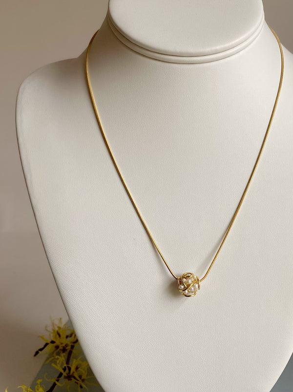 The Cluster Pendant Necklace on a Round Snake Chain, 18k Gold