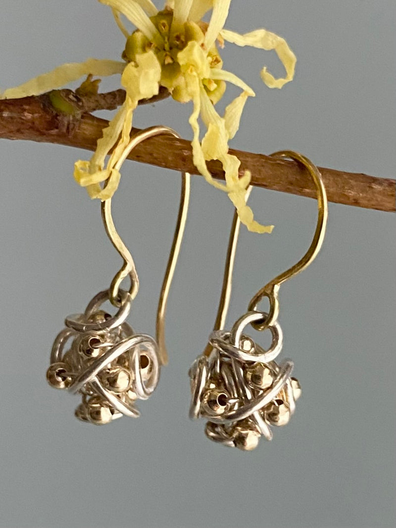 The Petite Cluster Drop Earring, Silver & Gold