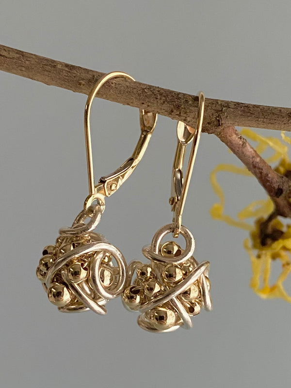 The Small Cluster Drop Earring on Lever backs, Silver & Gold