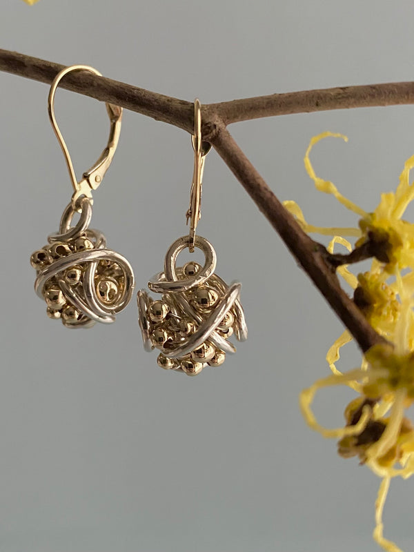 The Original Cluster Drop Earring on Lever backs, Silver & Gold