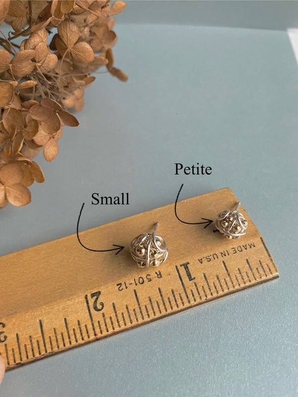 The Small Cluster Post Earring, Silver & Gold