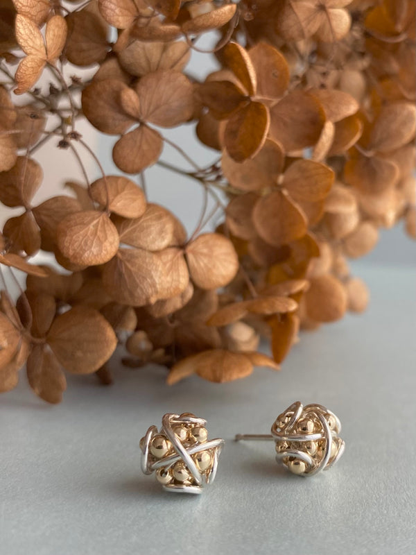 The Petite Cluster Post Earring, Silver & Gold