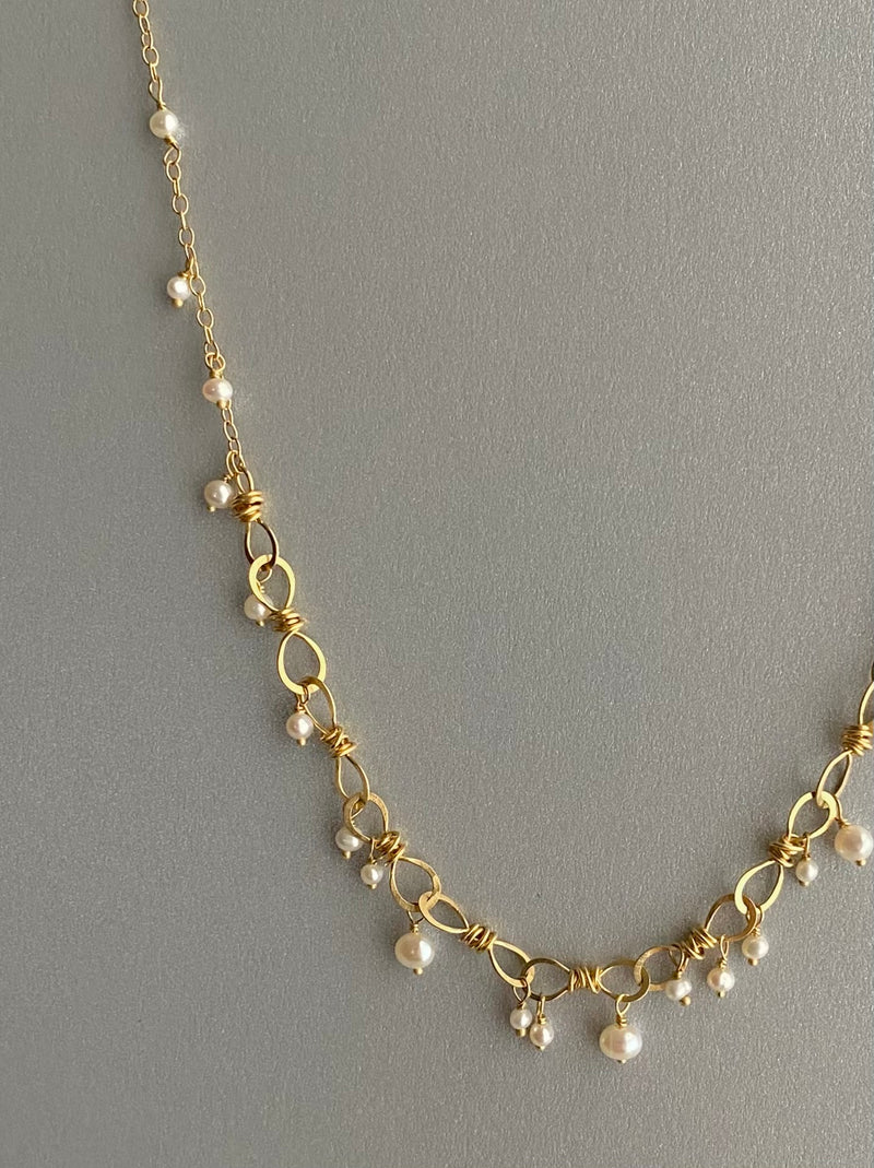 Pearl Sea Spray Necklace, 18k Gold