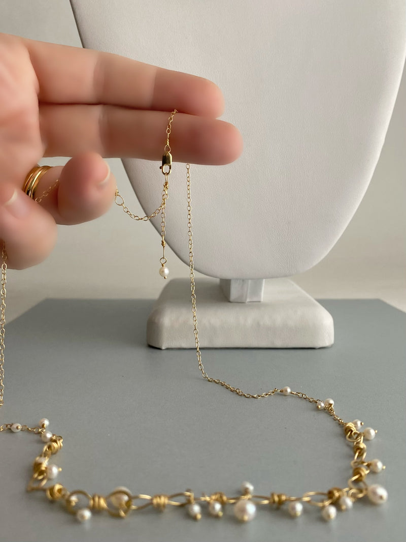 Pearl Sea Spray Necklace, 18k Gold