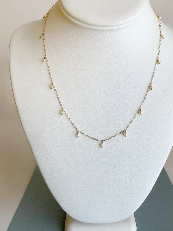 Delicate Scattered Pearl Necklace, Gold