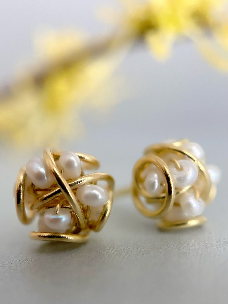 The Petite Cluster Post Earring, 18k Gold