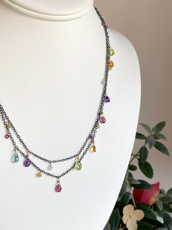 Rainbow charm necklace-S/G