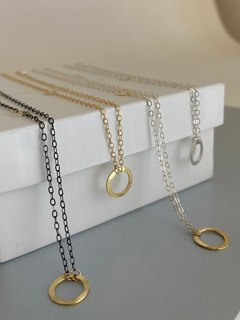 The Delicate Double Circle Necklace in Silver