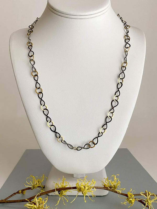 The Lace Link Necklace, 18k Gold & Oxidized Silver