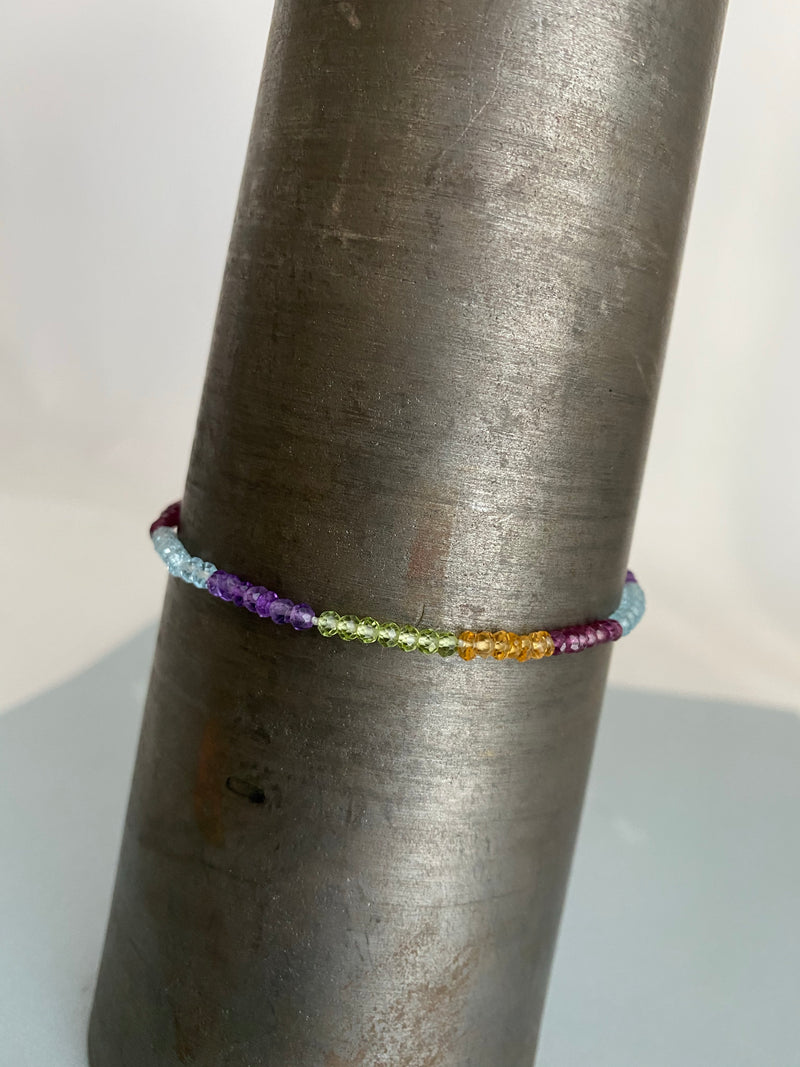 Gemstone Color Station Bracelet- Silver