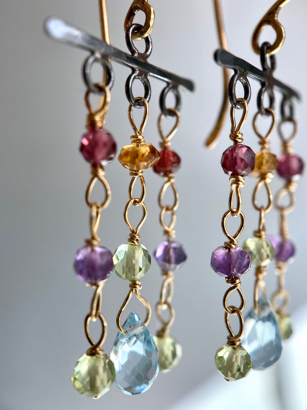 Rainbow fringe drop earring-S/G