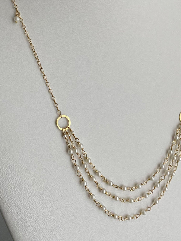 The Hand Tied Triple Drape Front Necklace, 18k Gold