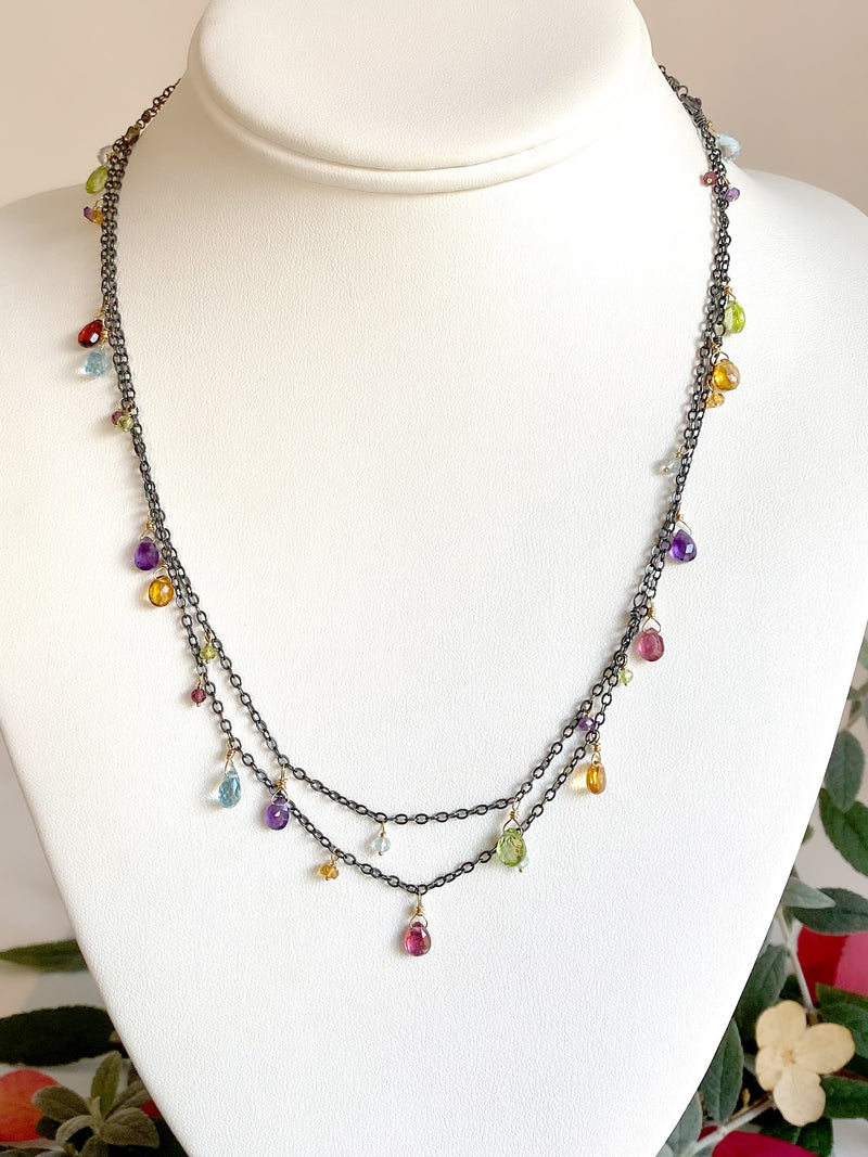 Rainbow charm necklace-S/G