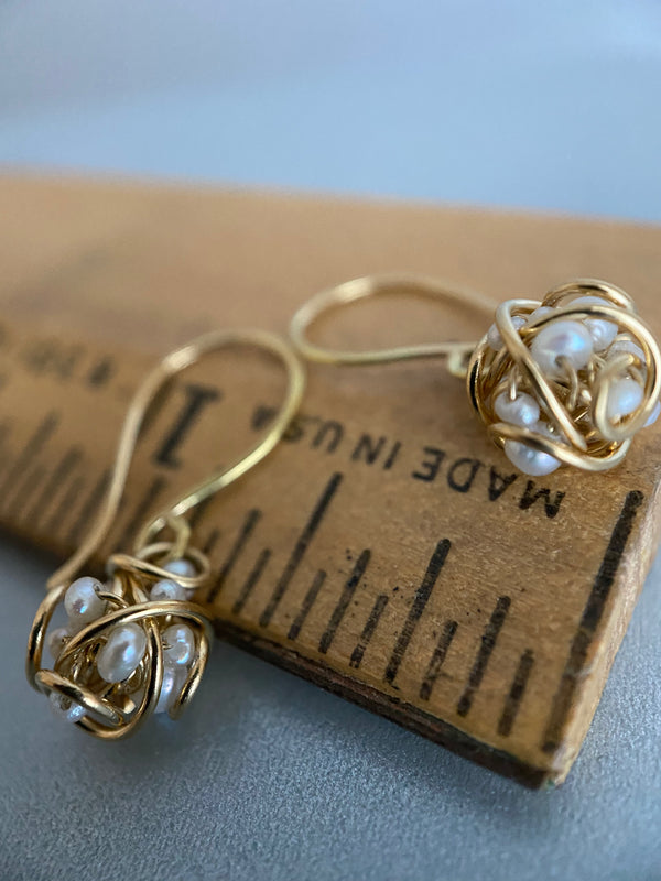 The Petite Cluster Drop Earring, 18k Gold
