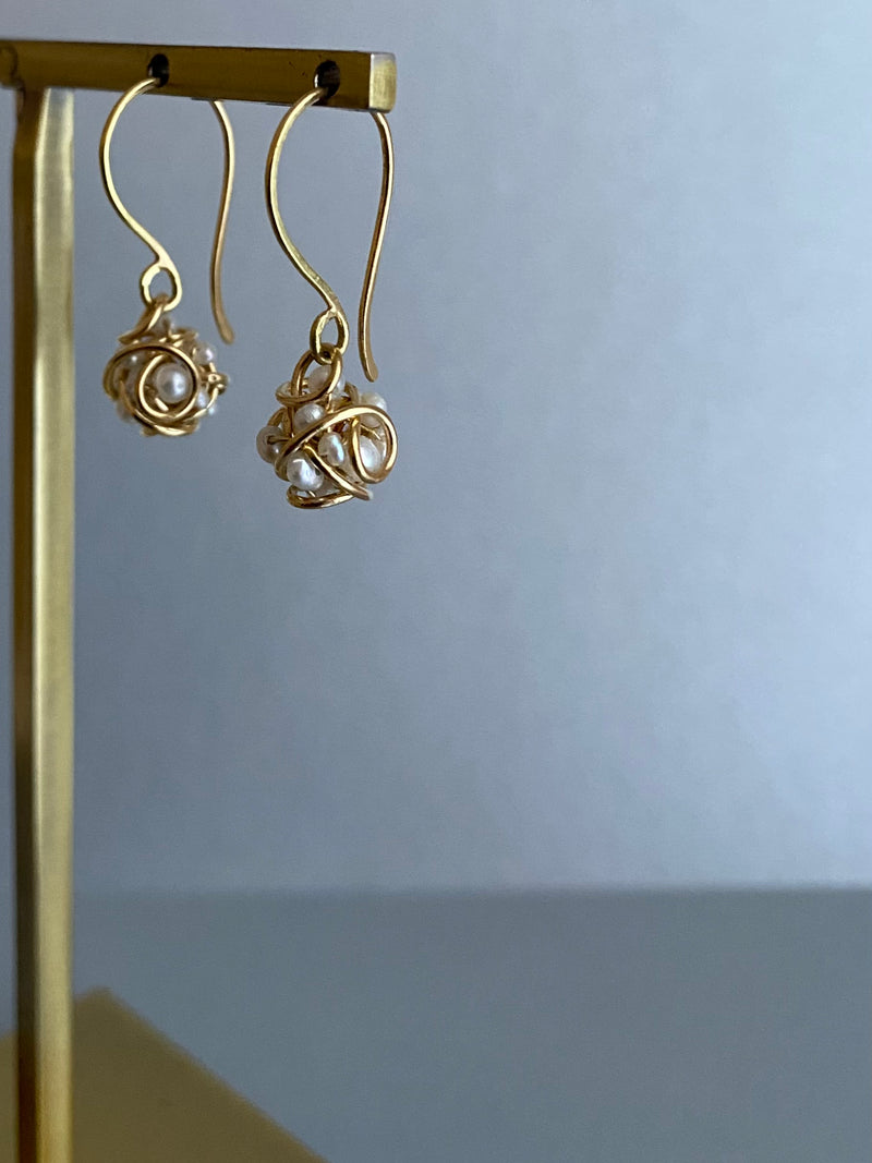 The Petite Cluster Drop Earring, 18k Gold