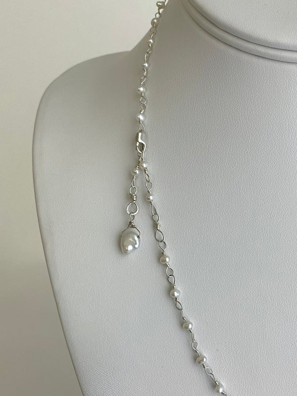 Silver Hand Tied Pearl Necklace
