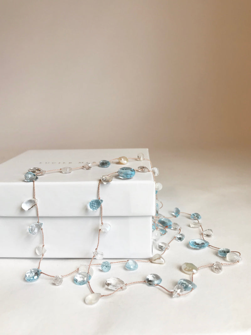 The Floating Mixed Gemstone Necklace - Sky View