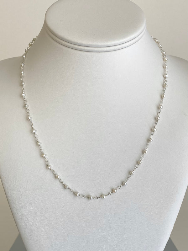 Silver Hand Tied Pearl Necklace