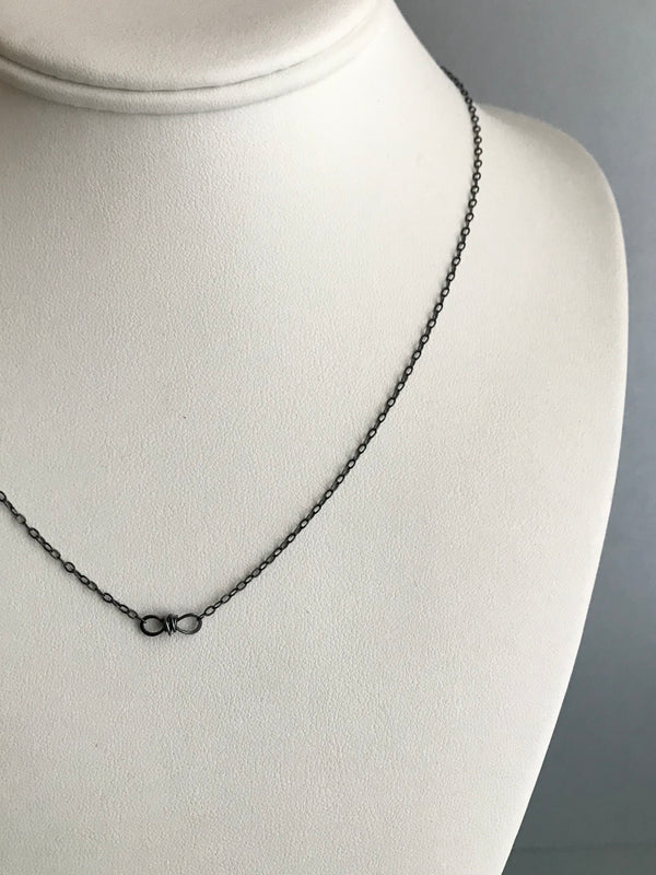 The Petite Infinity Knot Station Necklace, Oxidized Silver