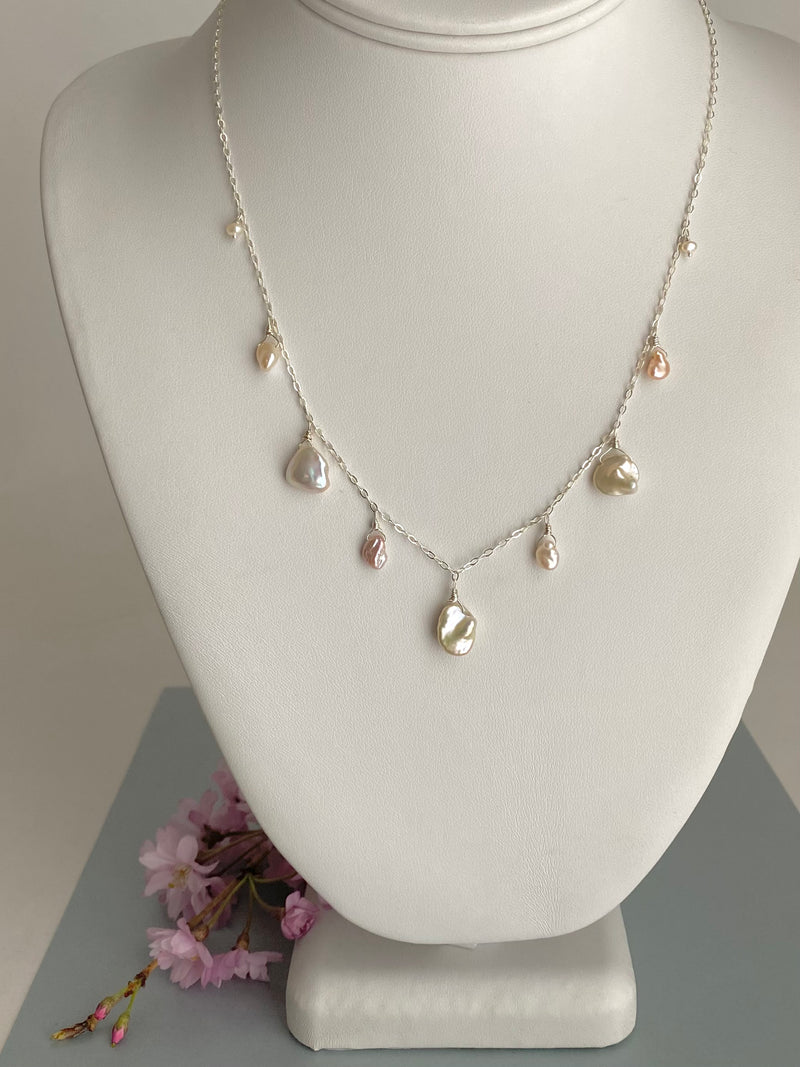 Cascading Keshi Pearl Necklace, Sterling Silver – Lucile Martin