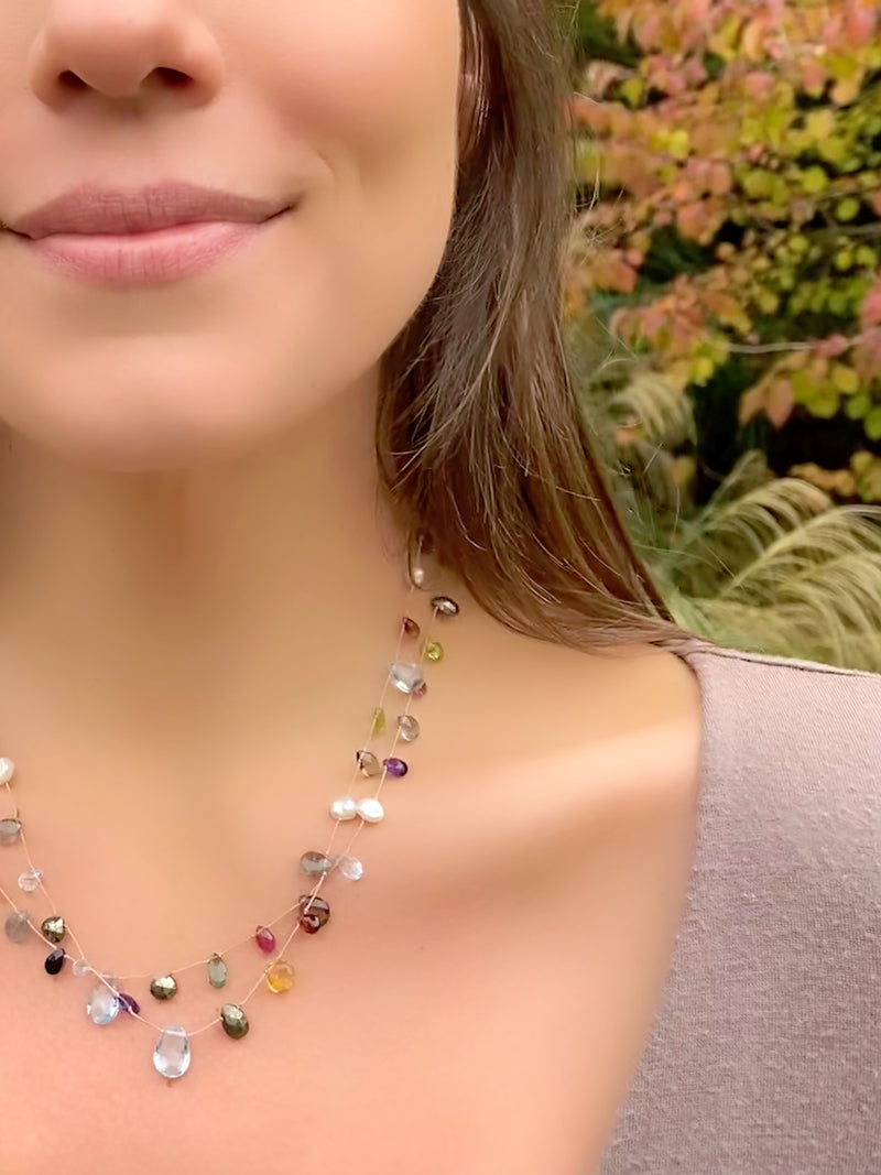 The Floating Mixed Gemstone Necklace Multi Lucile Martin Jewelry
