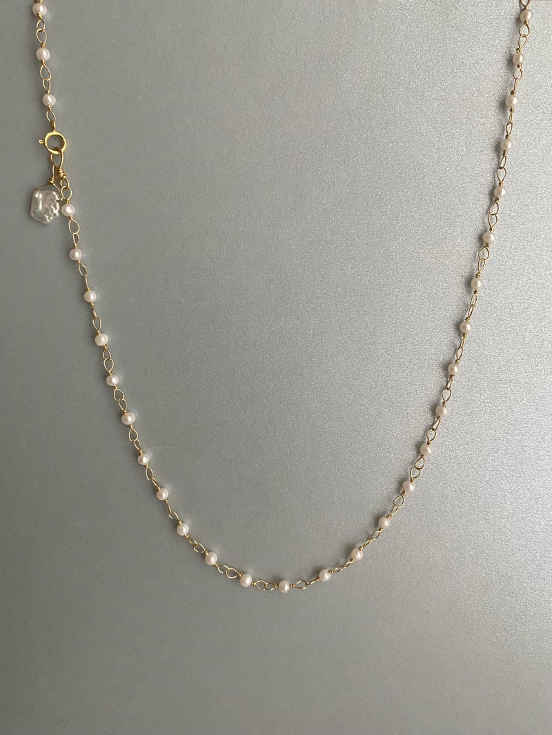18k Gold Hand Tied Pearl Necklace
