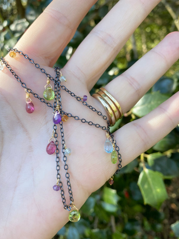 Rainbow charm necklace-S/G
