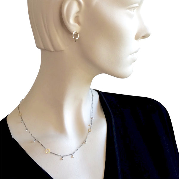 The Delicate Necklace With Circles And Stones