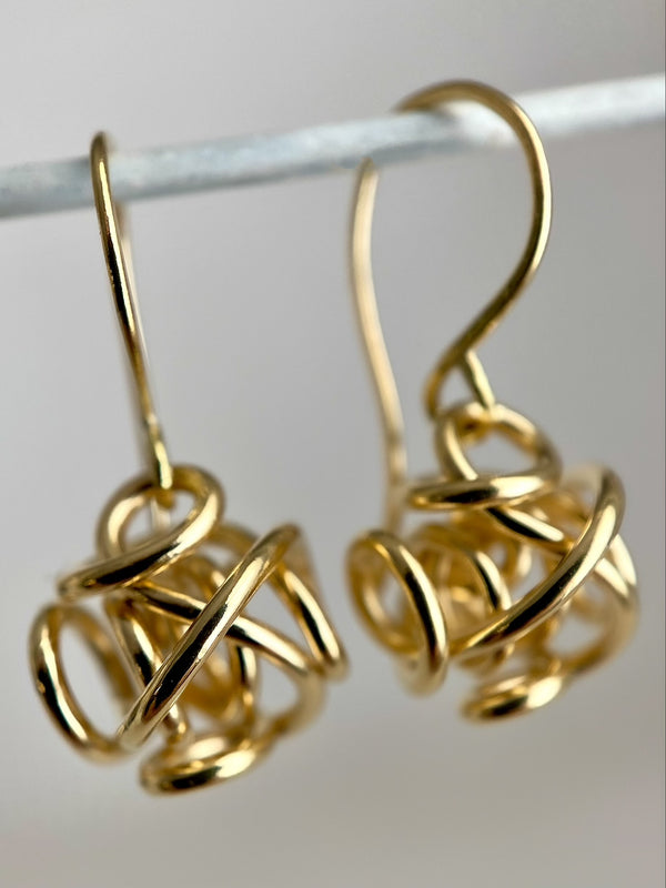 The Small Sculpture Drop Earring in 22k Gold