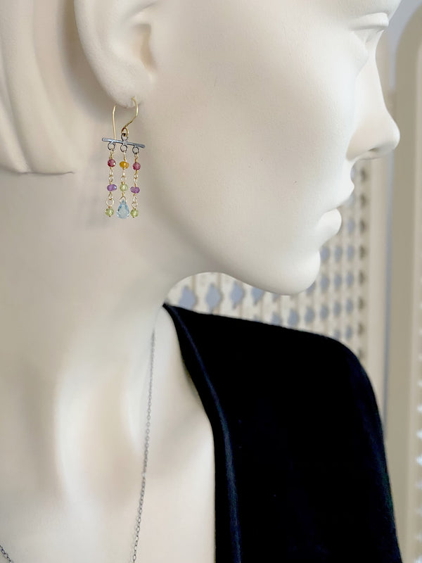 Rainbow fringe drop earring-S/G