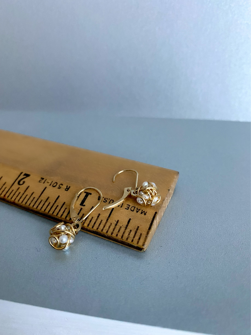The Petite Cluster Drop Earring with Lever Backs. 18k Gold