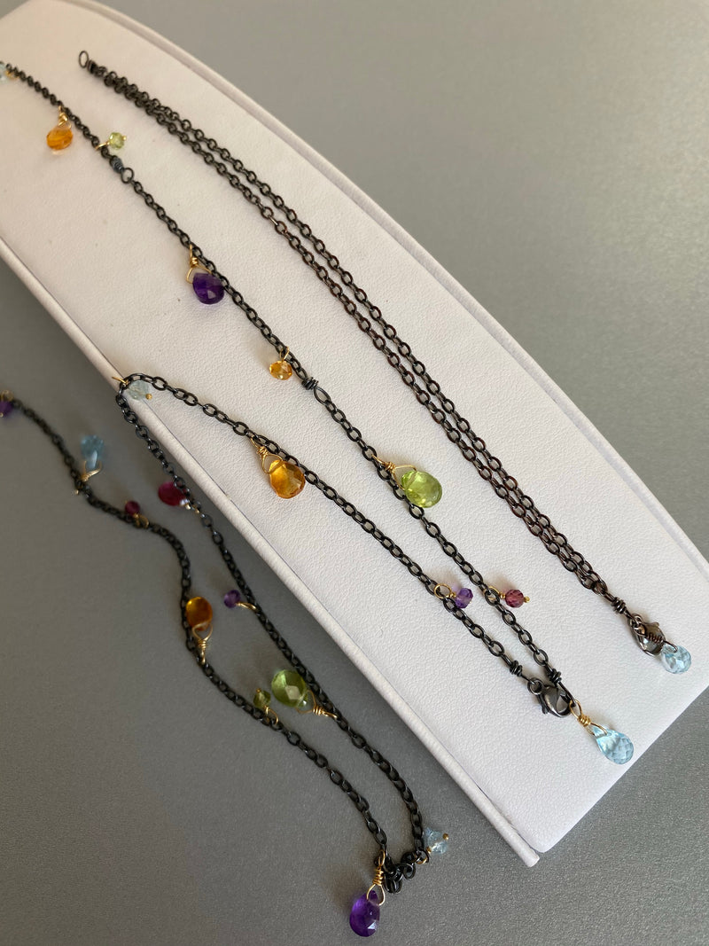 Rainbow charm necklace-S/G