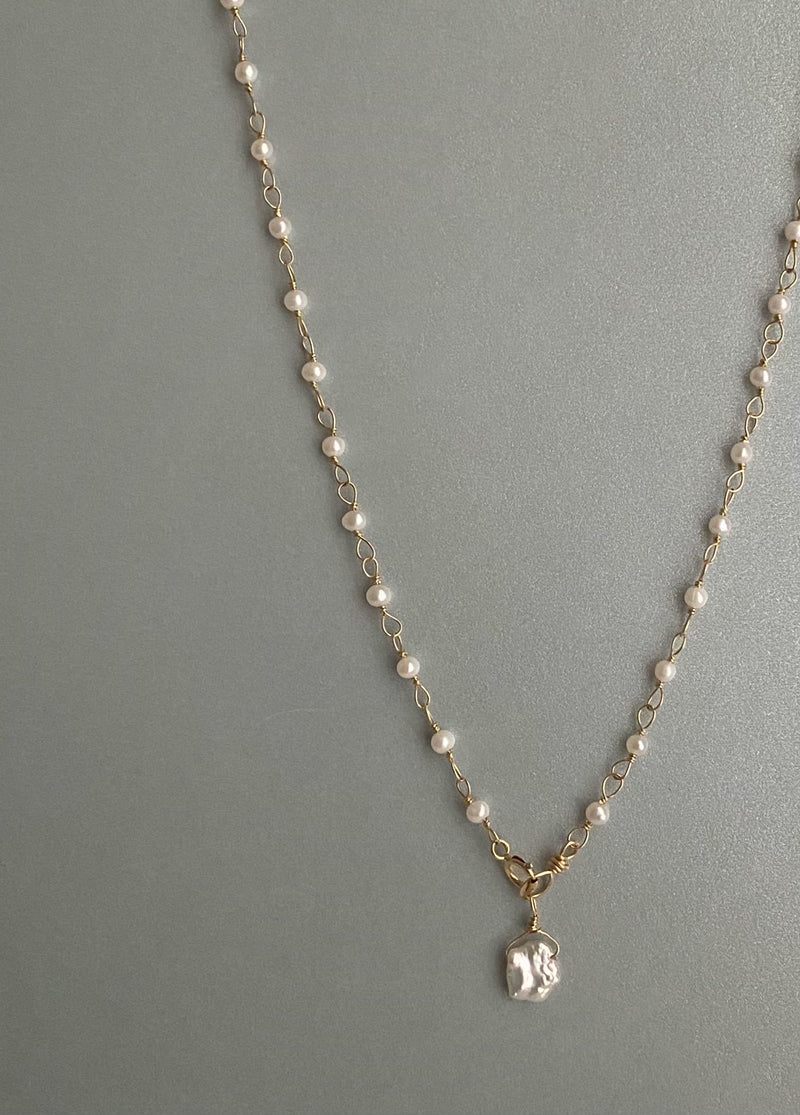 18k Gold Hand Tied Pearl Necklace